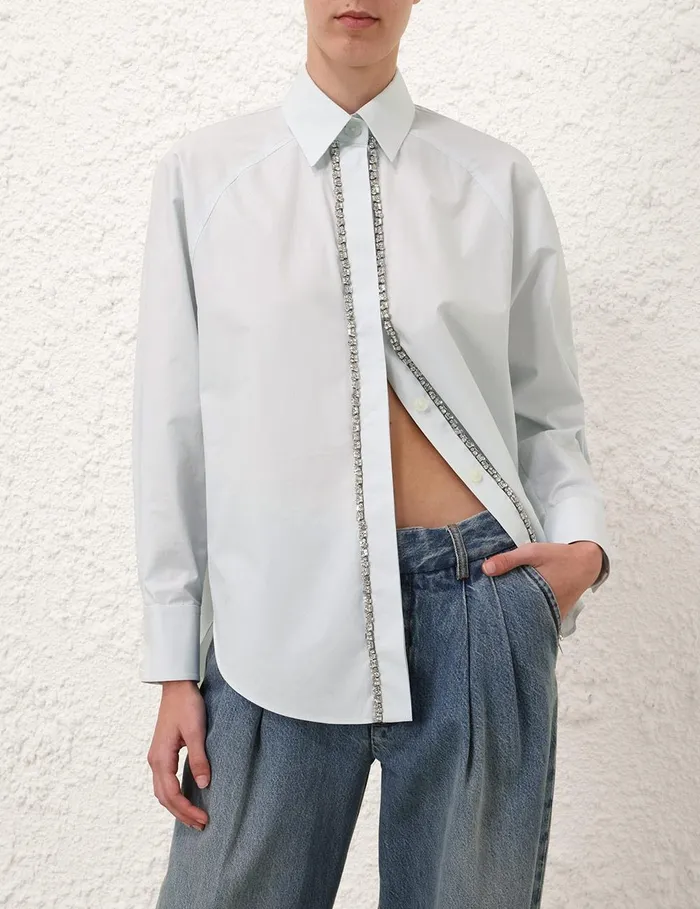 Women Tops Zimmermann Illustration Embellished Shirt Mint