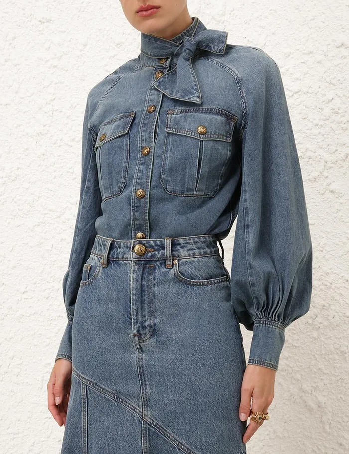 Women Tops Zimmermann Illustration Raglan Shirt Neptune