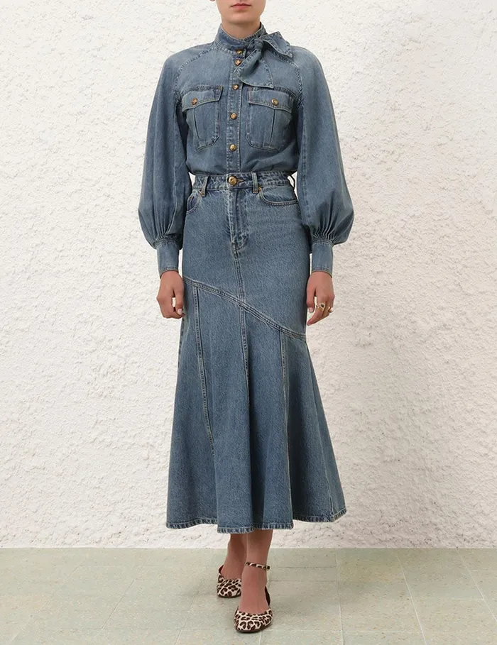 Women Tops Zimmermann Illustration Raglan Shirt Neptune