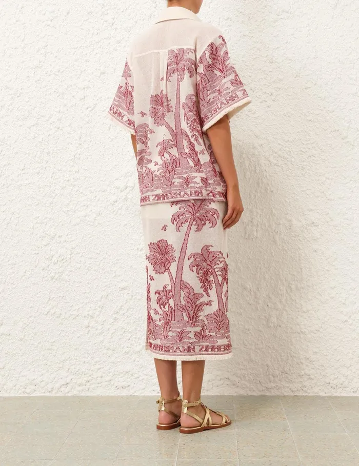 Women Tops Zimmermann Ottie Palm Relaxed Shirt Creamred