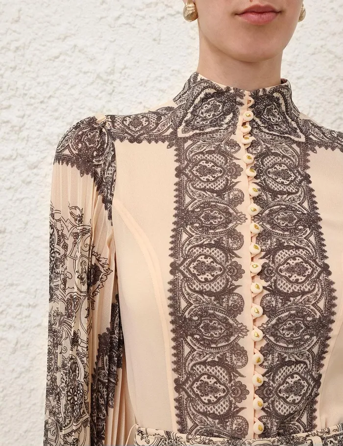 Women Tops Zimmermann Sunray Pleated Blouse Tea Paisley