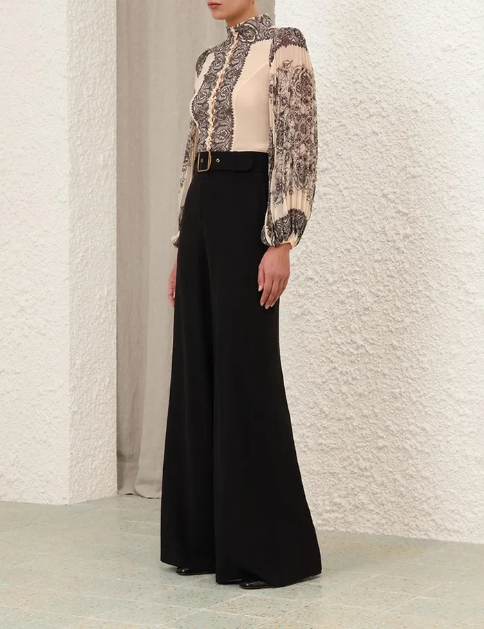 Women Tops Zimmermann Sunray Pleated Blouse Tea Paisley