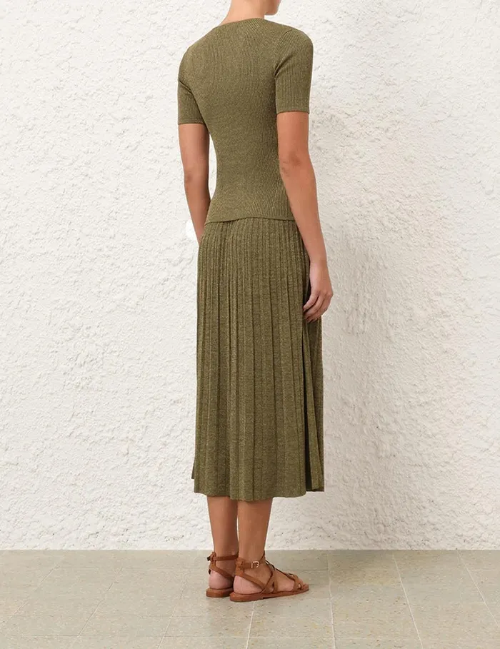 Women Tops Zimmermann Wylie Rib TShirt Dusty Olivegold