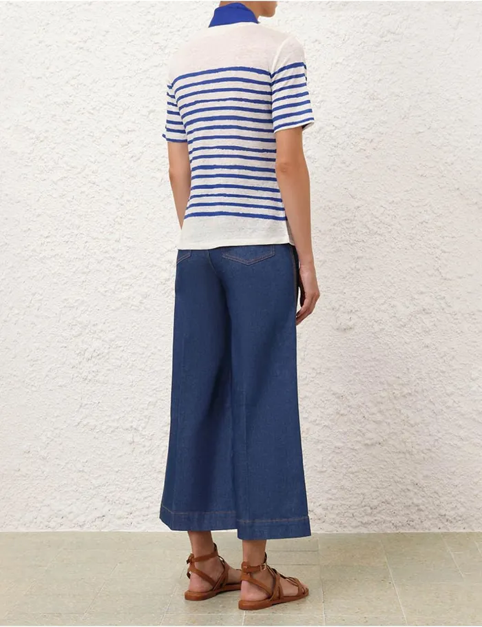 Women Tops Zimmermann Wylie Stripe Tee Cobaltivory