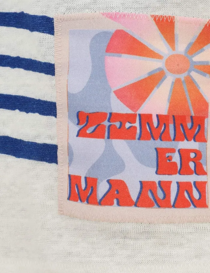 Women Tops Zimmermann Wylie Stripe Tee Cobaltivory
