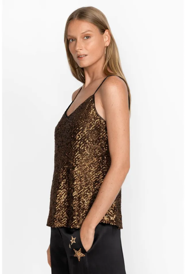Women Toto Sequin Cami Butterscotch Johnny Was Tops