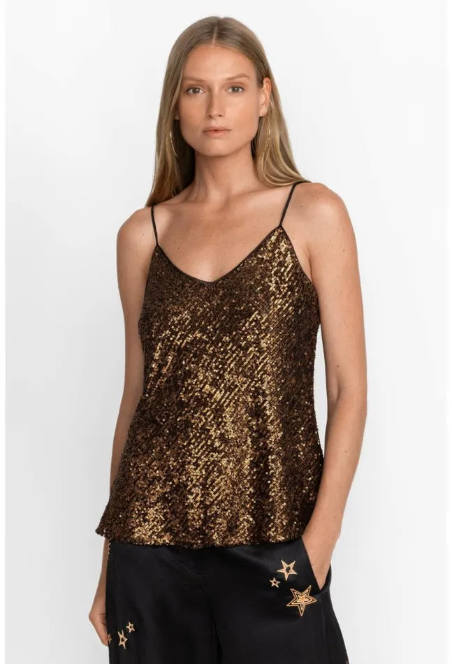 Women Toto Sequin Cami Butterscotch Johnny Was Tops
