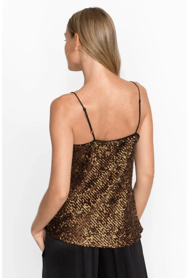 Women Toto Sequin Cami Butterscotch Johnny Was Tops