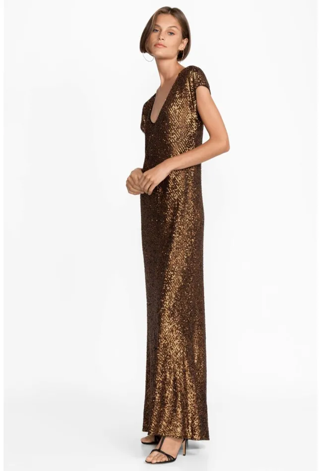 Women Toto Sequin Maxi Dress Butterscotch Johnny Was Dresses