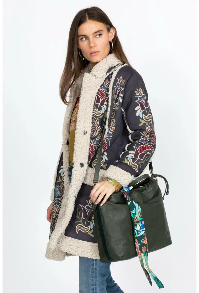 Women Vanessa Italian Leather Shopper Forest Johnny Was Handbags