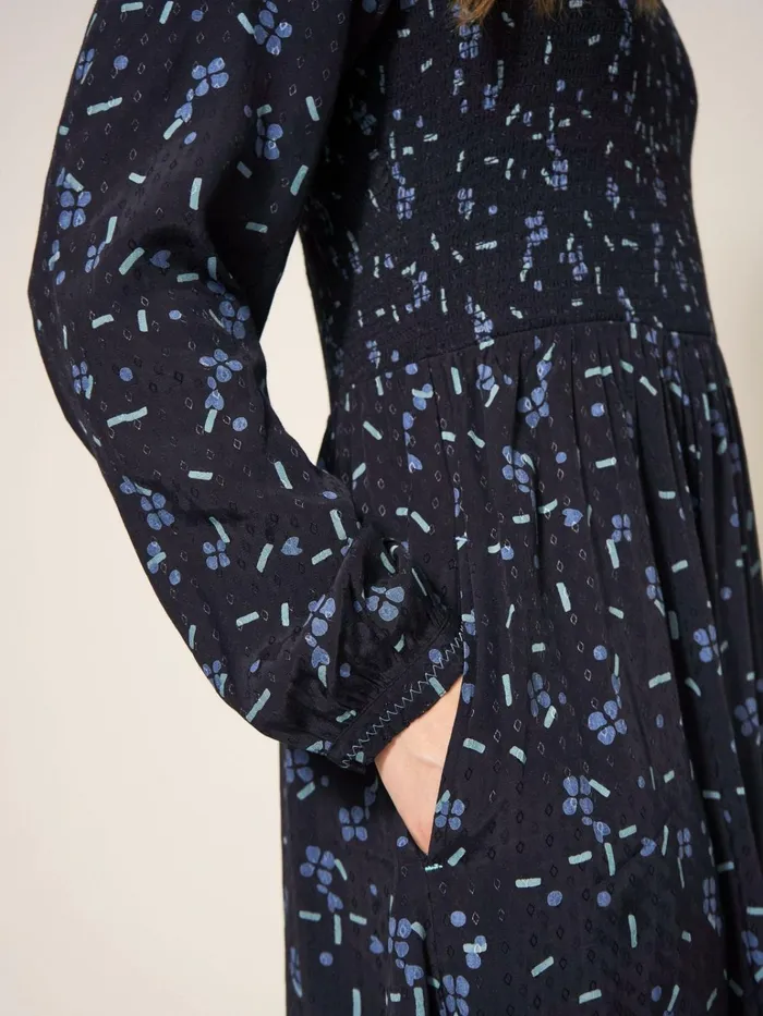 Women White Stuff Dresses Aneth Eco Vero Shirred Dress Black Print Women White Stuff Dresses Aneth Eco Vero Shirred Dress Black Print