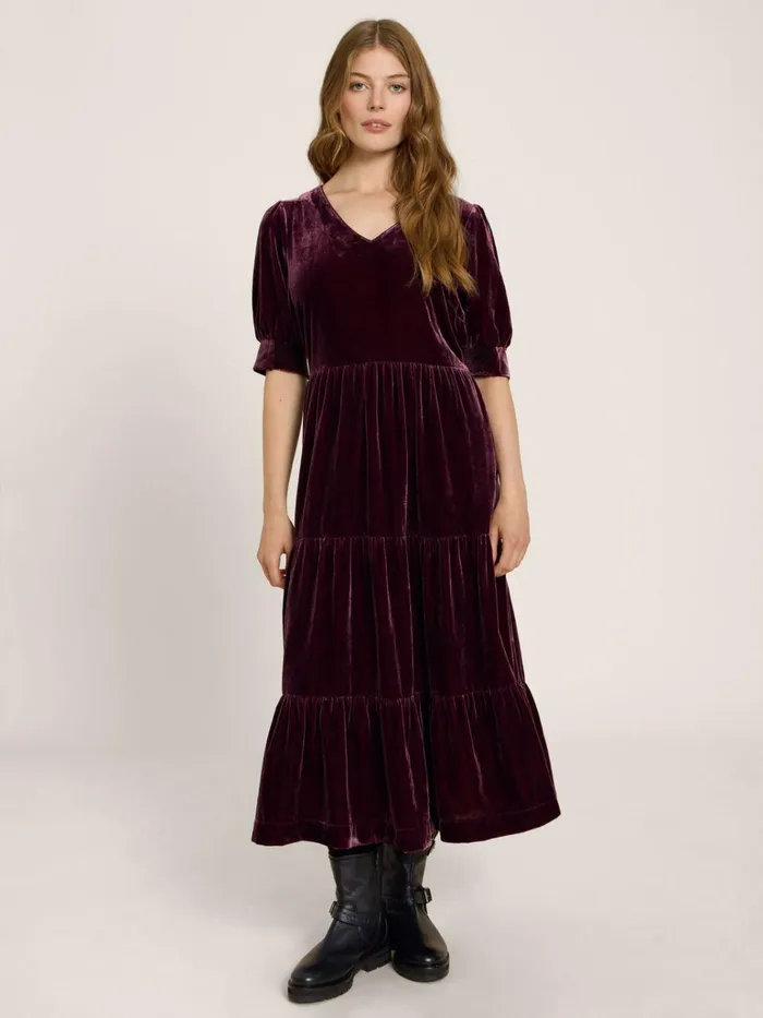 Women White Stuff Partywear Ayra Velvet Dress Dk Plum Women White Stuff Partywear Ayra Velvet Dress Dk Plum