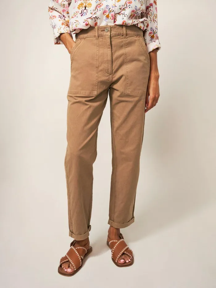 Women White Stuff Petite Clothing Twister Chino Mid Tan