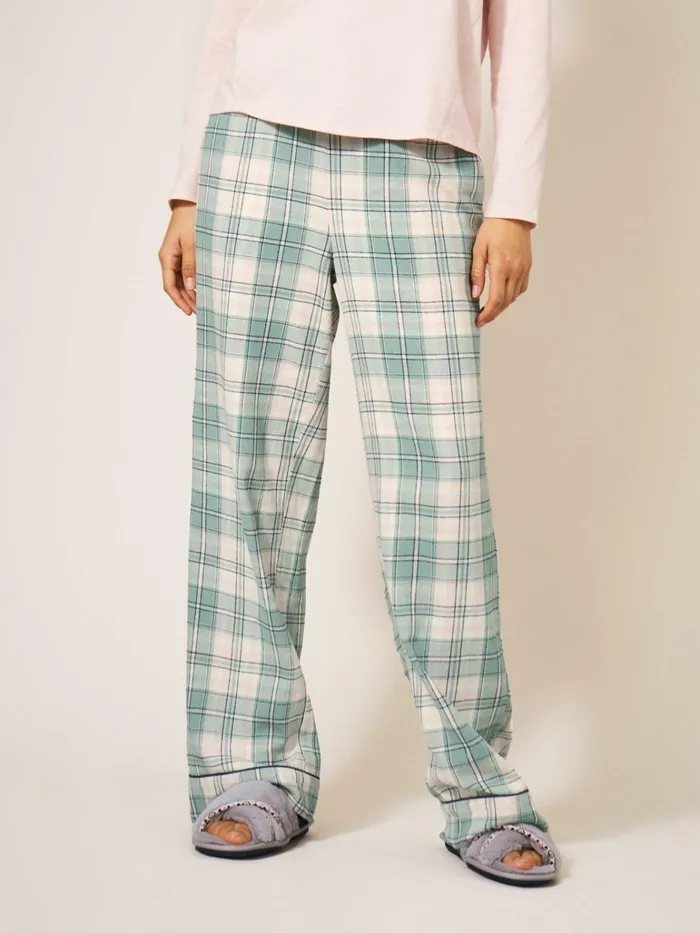 Women White Stuff Pyjamas And Nightwear Nina Organic Check PJ Bottom Green Multi
