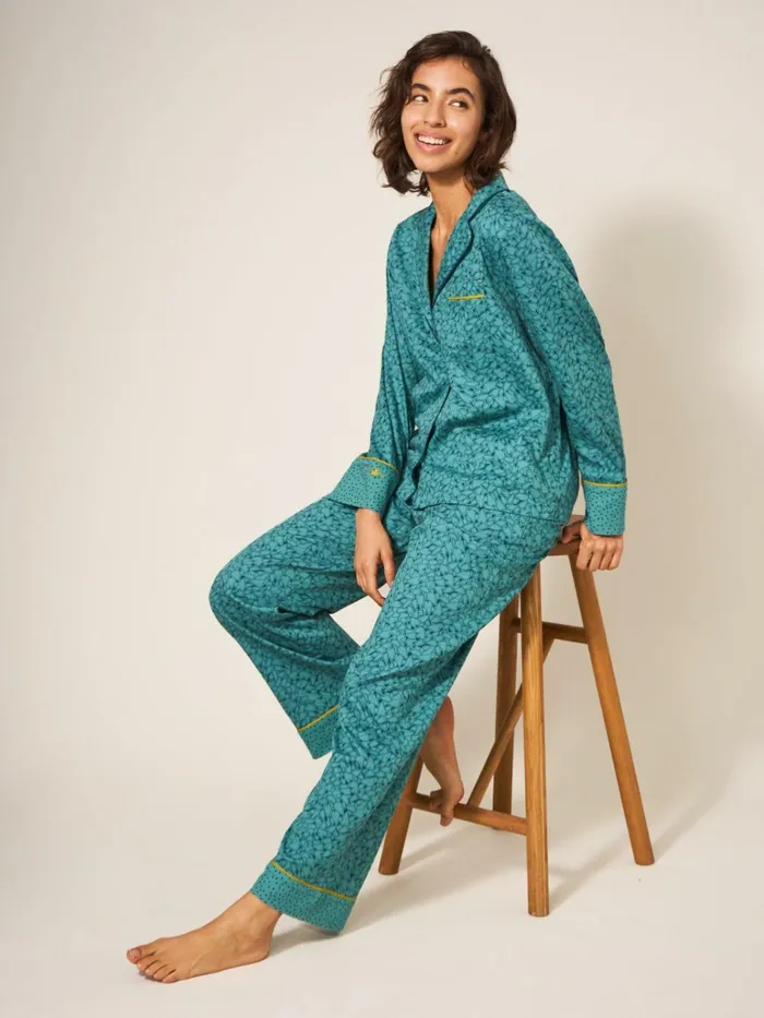 Women White Stuff Pyjamas And Nightwear Nina Organic PJ Bottom Teal Multi