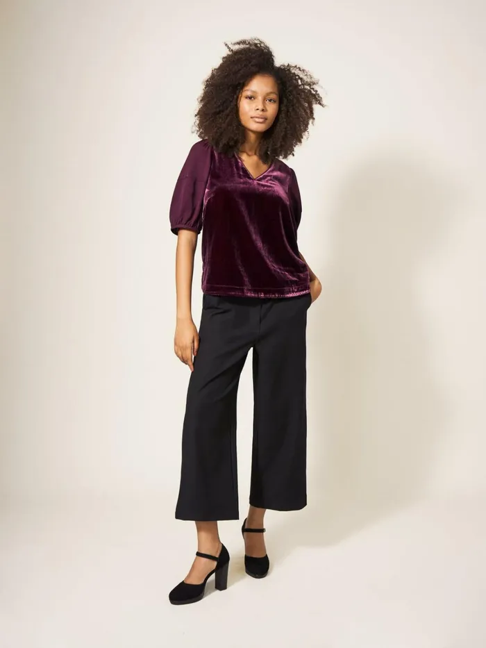 Women White Stuff Tops And Tshirts Cleo Velvet Top Dk Plum Women White Stuff Tops And Tshirts Cleo Velvet Top Dk Plum