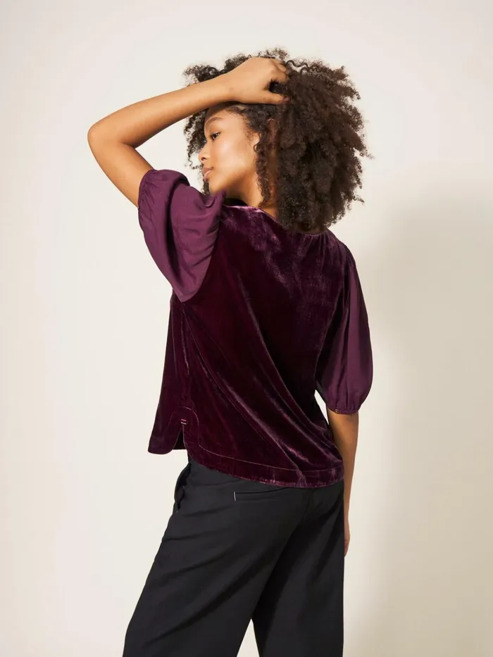 Women White Stuff Tops And Tshirts Cleo Velvet Top Dk Plum Women White Stuff Tops And Tshirts Cleo Velvet Top Dk Plum