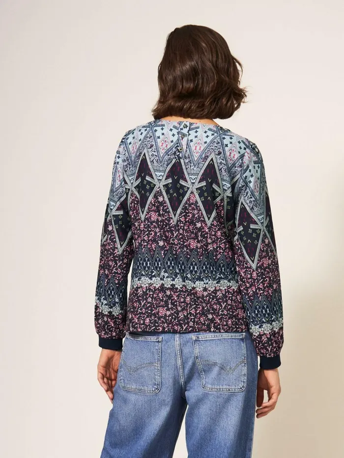 Women White Stuff Tops And Tshirts Mila Relaxed Fit Top Navy Multi Women White Stuff Tops And Tshirts Mila Relaxed Fit Top Navy Multi