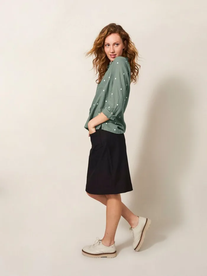 Women White Stuff Tops And Tshirts Sophie Organic Cotton Shirt Green Multi