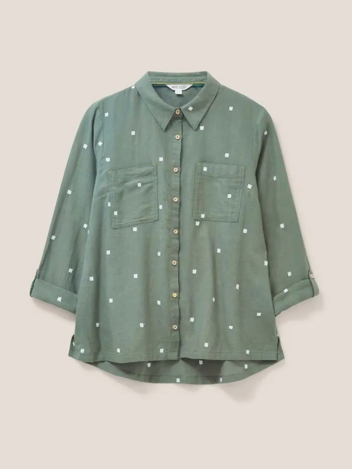 Women White Stuff Tops And Tshirts Sophie Organic Cotton Shirt Green Multi Women White Stuff Tops And Tshirts Sophie Organic Cotton Shirt Green Multi