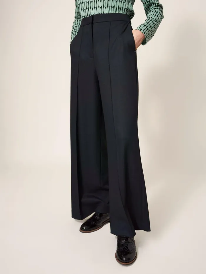 Women White Stuff Trousers Jenny Wide Leg Trouser Pure Black