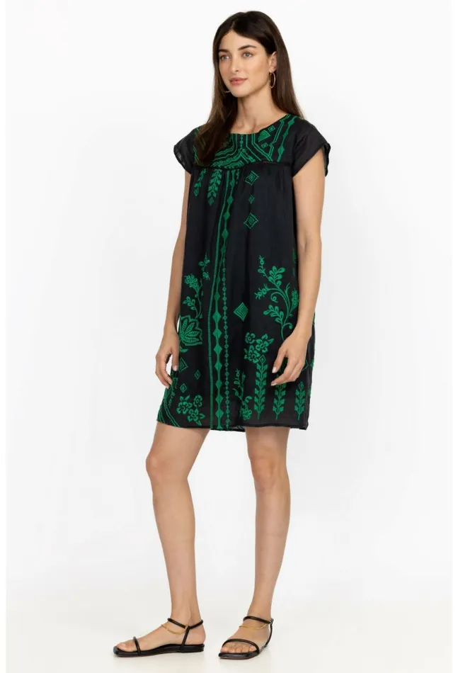 Women Willow Petal Sleeve Tunic Dress Black Johnny Was Dresses