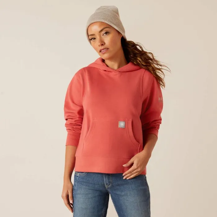 Women Workwear Ariat Rebar Lightweight Cropped Hoodie Mineral Red