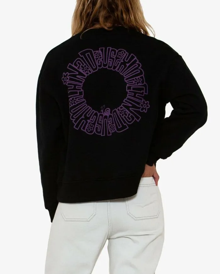 Womens Deus Ex Machina Sweaters Idle DXW Crew 8211 Phantom Black Phantom Black Womens Deus Ex Machina Sweaters Idle DXW Crew 8211 Phantom Black Phantom Black