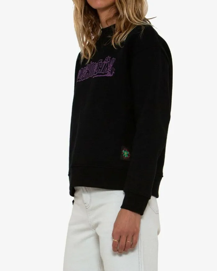 Womens Deus Ex Machina Sweaters Idle DXW Crew 8211 Phantom Black Phantom Black Womens Deus Ex Machina Sweaters Idle DXW Crew 8211 Phantom Black Phantom Black