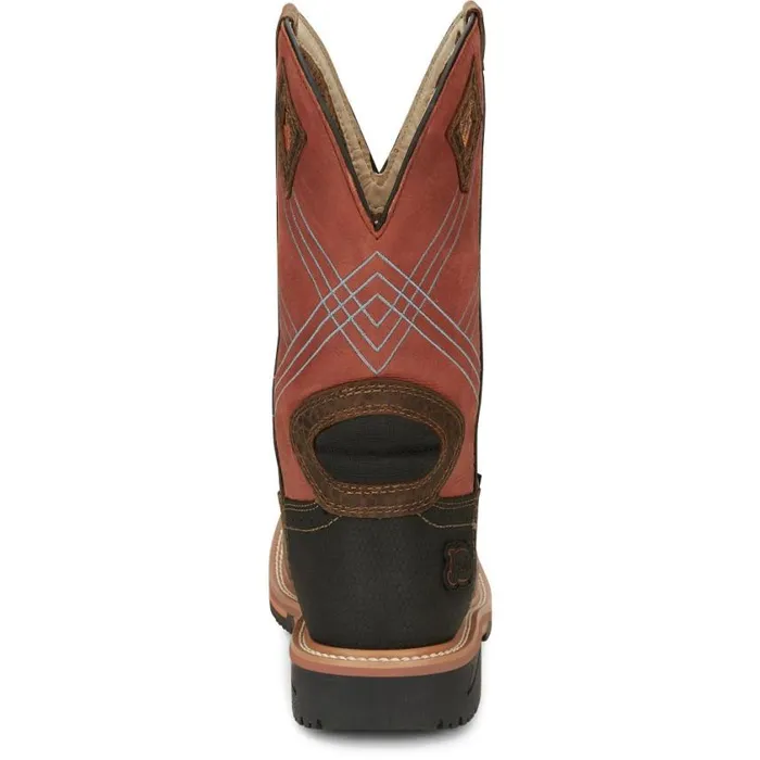 Work Men Justin Boots Dalhart 12034 Nano Composite Toe Waterproof Work Boot Brown