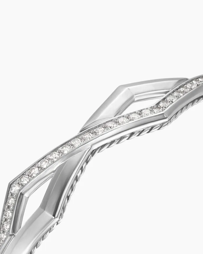 Zig Zag Stax Two Row Cuff Bracelet In Sterling Silver With Diamonds 13mm Women David Yurman Cuff Zig Zag Stax Two Row Cuff Bracelet In Sterling Silver With Diamonds 13mm Women David Yurman Cuff
