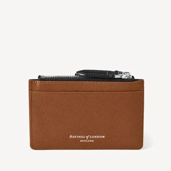 Zipped RFID Card Holder Black and Tan Saffiano Men Aspinal Of London RFID Wallets