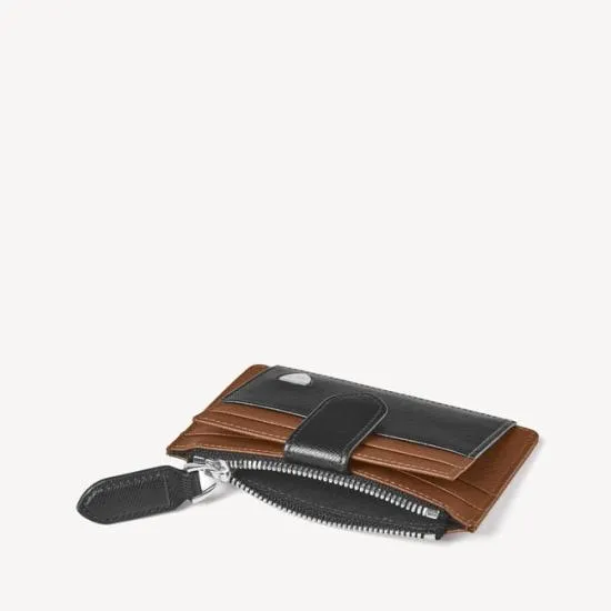 Zipped RFID Card Holder Black and Tan Saffiano Men Aspinal Of London RFID Wallets
