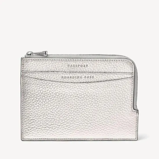 Zipped Travel Wallet Silver Pebble WomenMen Aspinal Of London Travel Wallets