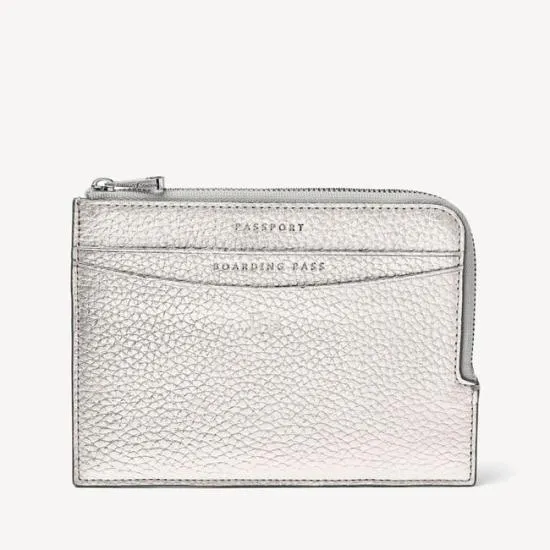 Zipped Travel Wallet Silver Pebble WomenMen Aspinal Of London Travel Wallets
